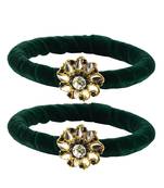 Brass And Acrylic Bangles Color-Dark Green