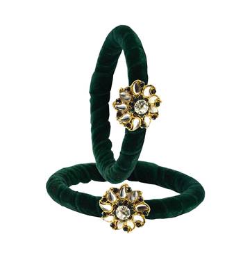 Brass And Acrylic Bangles Color-Dark Green 2