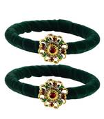 Brass And Acrylic Bangles Color-Dark Green