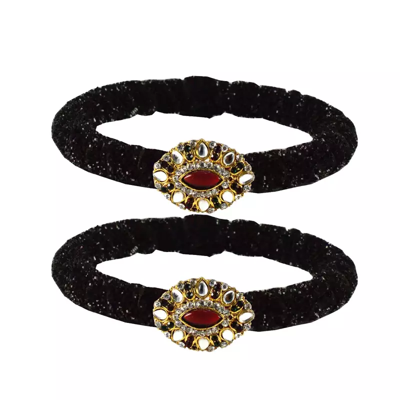 Brass And Acrylic Bangles Color-Black