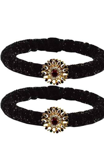 Brass And Acrylic Bangles Color-Black