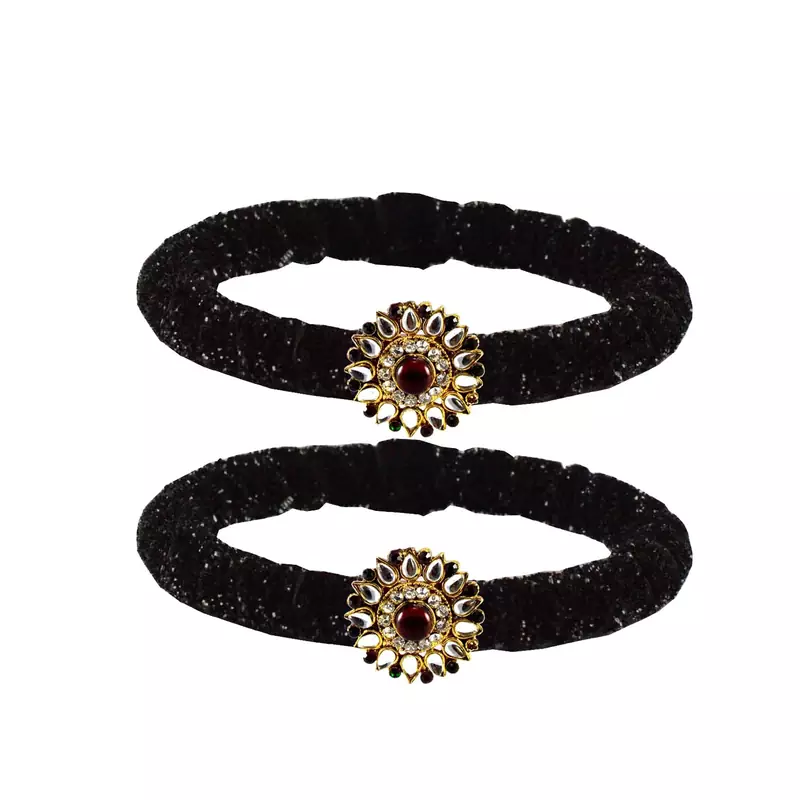 Brass And Acrylic Bangles Color-Black