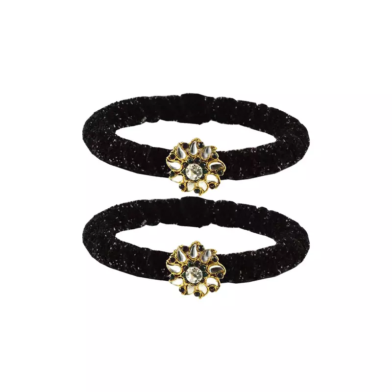 Brass And Acrylic Bangles Color-Black