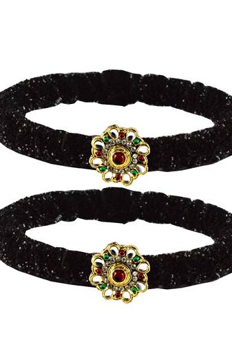 Brass And Acrylic Bangles Color-Black
