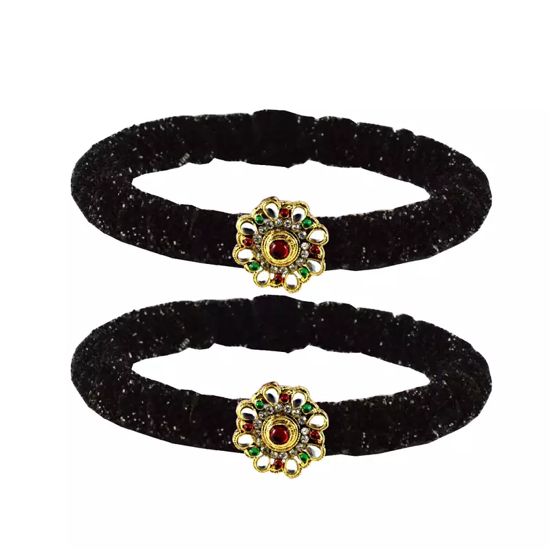 Brass And Acrylic Bangles Color-Black