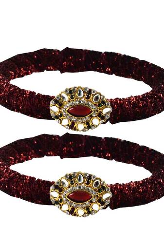 Brass And Acrylic Bangles Color-Maroon