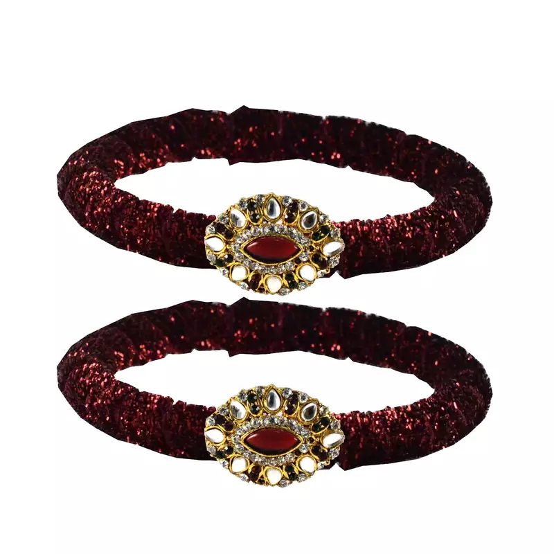 Brass And Acrylic Bangles Color-Maroon