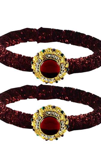Brass And Acrylic Bangles Color-Maroon