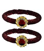 Brass And Acrylic Bangles Color-Maroon