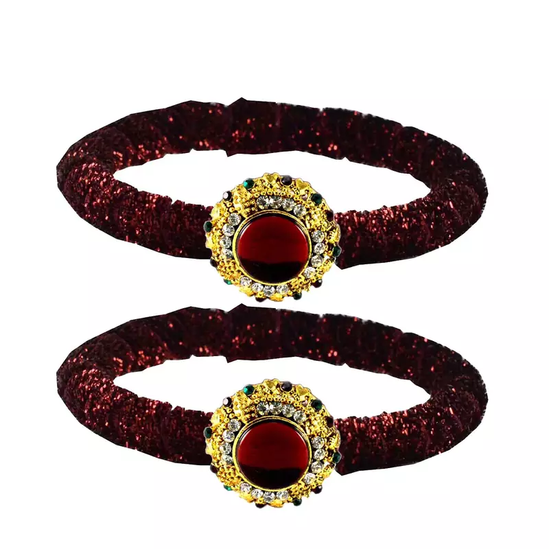 Brass And Acrylic Bangles Color-Maroon