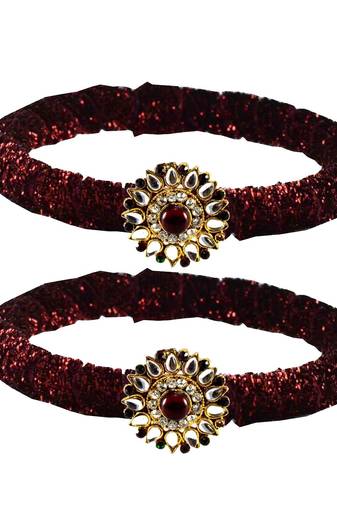 Brass And Acrylic Bangles Color-Maroon