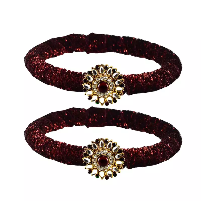 Brass And Acrylic Bangles Color-Maroon
