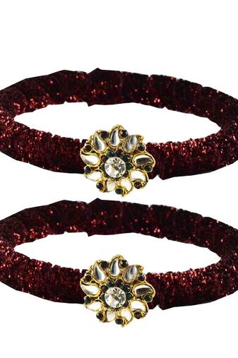 Brass And Acrylic Bangles Color-Maroon