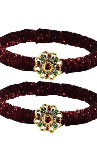 Brass And Acrylic Bangles Color-Maroon