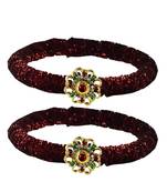 Brass And Acrylic Bangles Color-Maroon