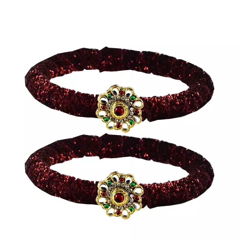 Brass And Acrylic Bangles Color-Maroon
