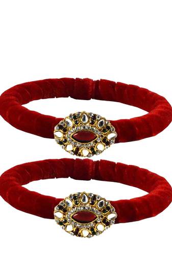 Brass And Acrylic Bangles Color-Red