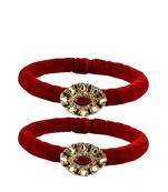 Brass And Acrylic Bangles Color-Red