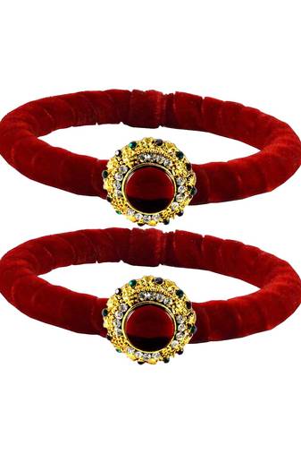 Brass And Acrylic Bangles Color-Red