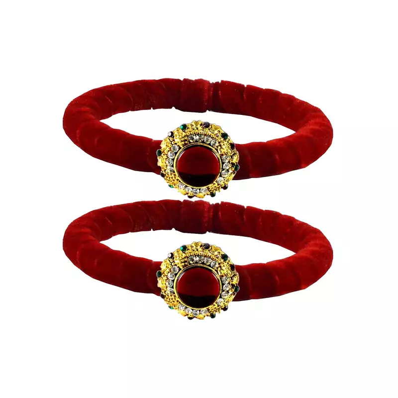 Brass And Acrylic Bangles Color-Red