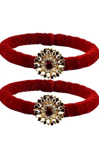 Brass And Acrylic Bangles Color-Red