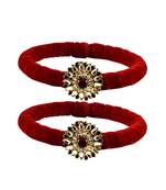 Brass And Acrylic Bangles Color-Red
