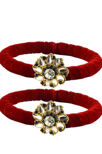 Brass And Acrylic Bangles Color-Red