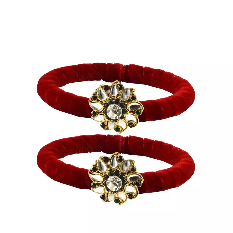 Brass And Acrylic Bangles Color-Red