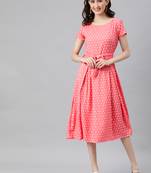 Peach woven viscose rayon short-dresses