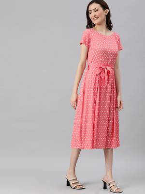 Peach woven viscose rayon short-dresses 2