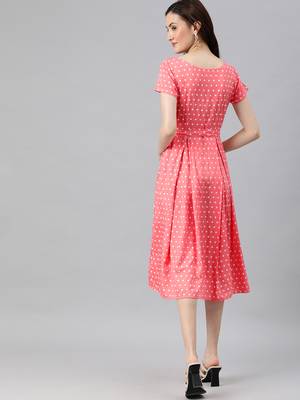 Peach woven viscose rayon short-dresses 3
