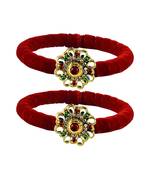 Brass And Acrylic Bangles Color-Red