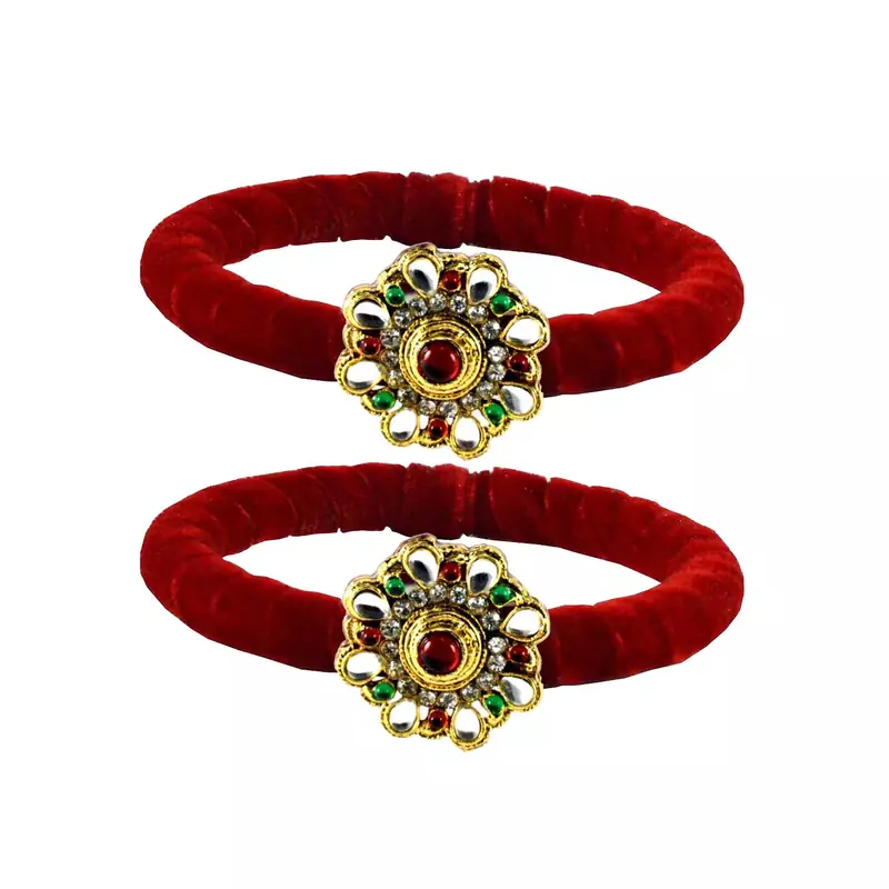 Brass And Acrylic Bangles Color-Red