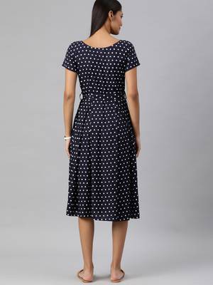Navy-blue woven viscose rayon short-dresses 3