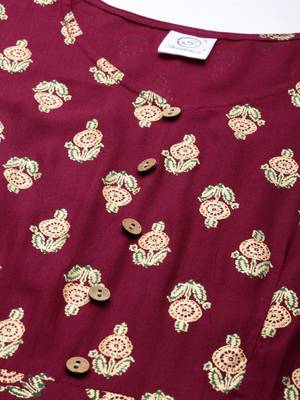 Wine woven viscose rayon long-dresses 5