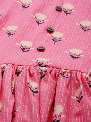 Pink woven cotton long-dresses 5