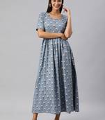 Grey woven cotton long-dresses