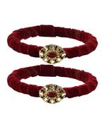 Brass And Acrylic Bangles Color-Dark Red