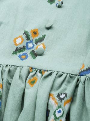 Teal woven cotton long-dresses 5