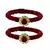 Brass And Acrylic Bangles Color-Dark Red