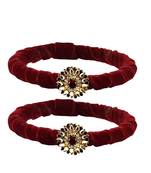 Brass And Acrylic Bangles Color-Dark Red