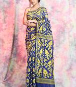 Dark Blue Woven Blended Cotton Saree Without Blouse