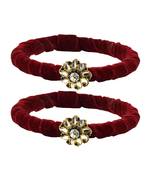 Brass And Acrylic Bangles Color-Dark Red
