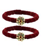 Brass And Acrylic Bangles Color-Dark Red