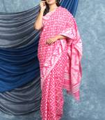 Baby Pink Woven Blended Cotton Saree Without Blouse