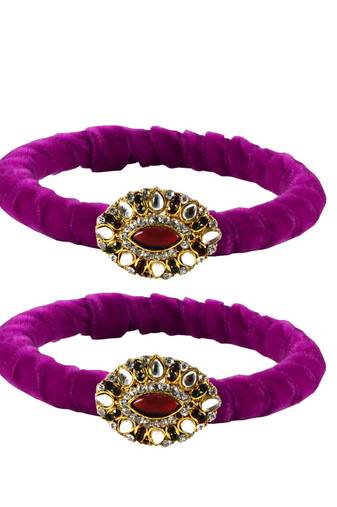 Brass And Acrylic Bangles Color-Purple