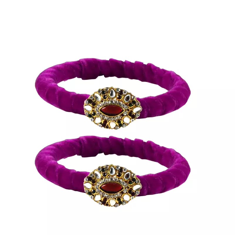 Brass And Acrylic Bangles Color-Purple