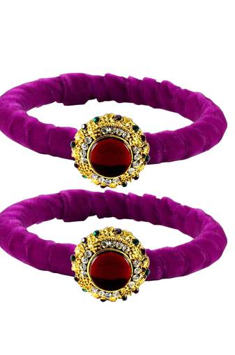 Brass And Acrylic Bangles Color-Purple