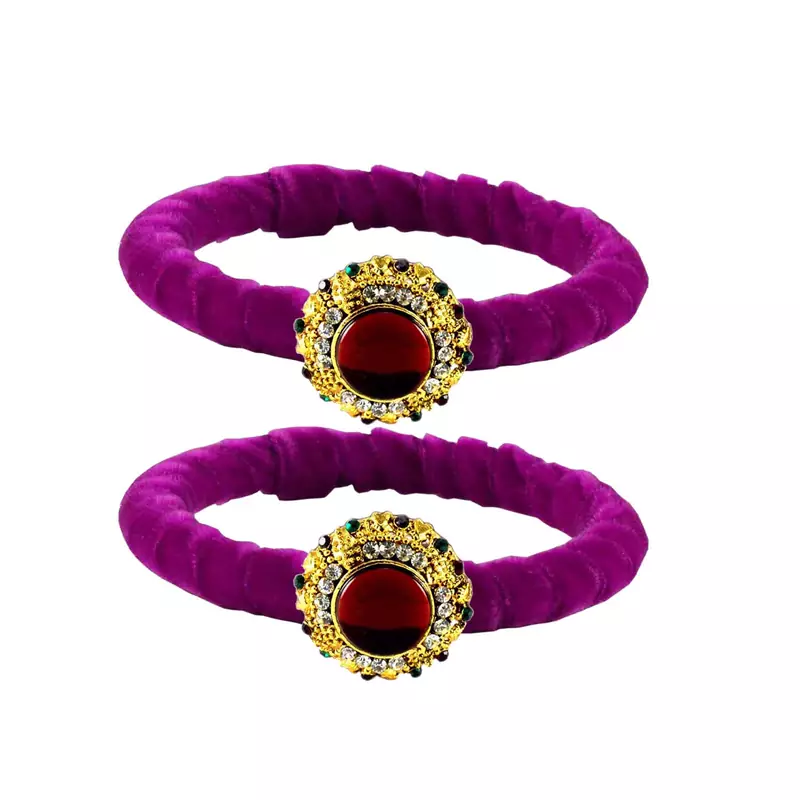 Brass And Acrylic Bangles Color-Purple