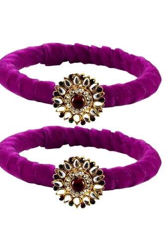 Brass And Acrylic Bangles Color-Purple